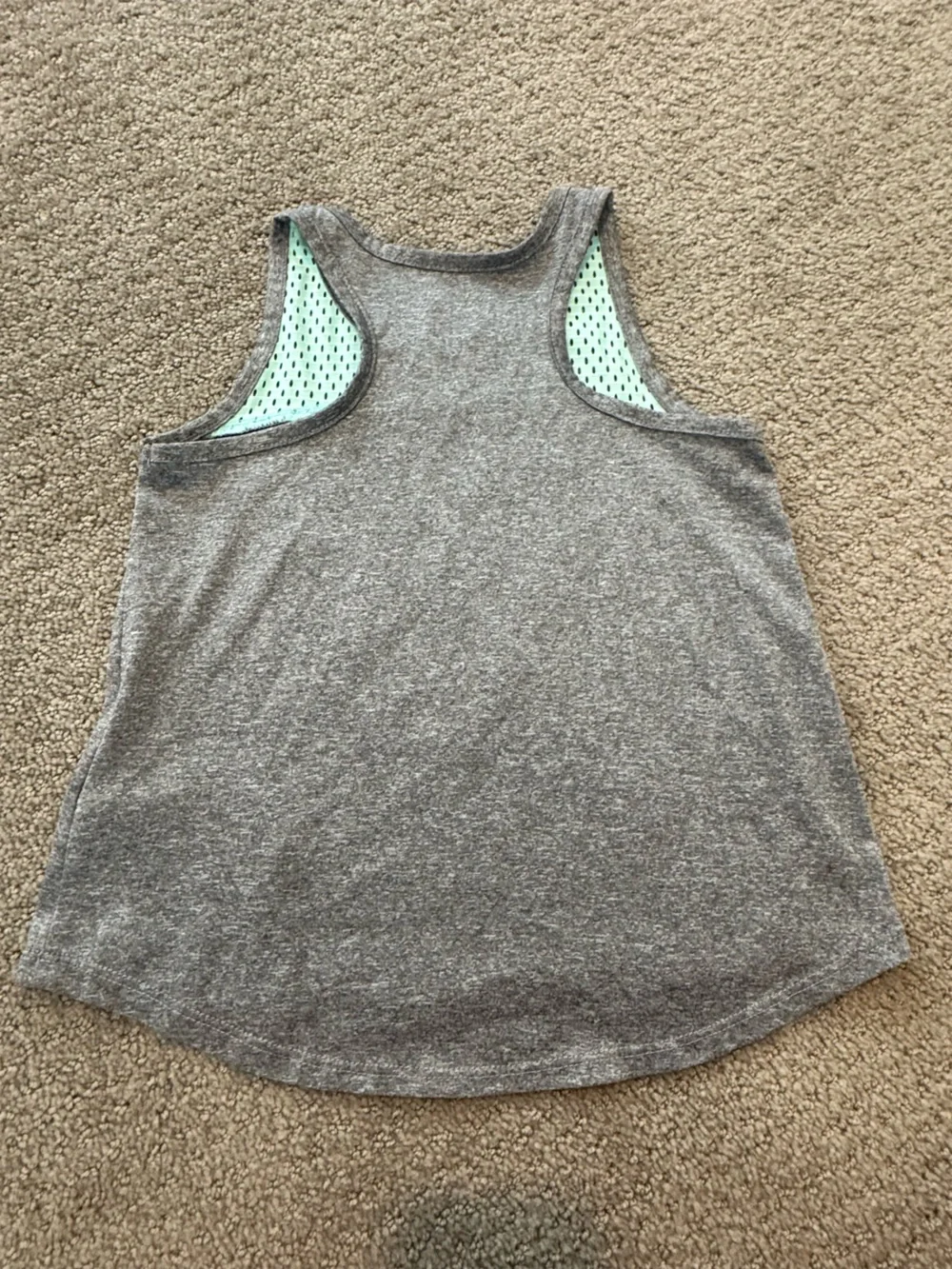 Nike Girls' Gray Tank with Mint Mesh Yoke and Multicolor Heart